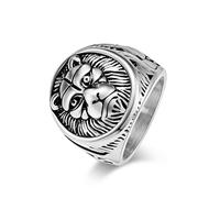 Bague rétro tête de lion en acier titane, bague lion mâle en acier inoxydable, bijoux de tirage de doigt pour hommes