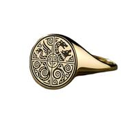 Bague ronde antique loup et serpent | Argent sterling 925 plaqué or | Bijou cadeau, chevalière style vintage, bijou hypoallergénique fait main | LK_PDR_01771_9.5