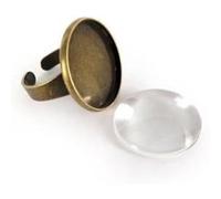 Bague ronde avec cabochon - Ø 20 mm - Bronze - Graine créative G