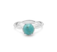 Bague ronde en turquoise, délicate bague empilable bohème, bague d'amitié en argent sterling 925, bague d'éternité, cadeau pour elle, L 1/2, Pierre précieuse., Turquoise
