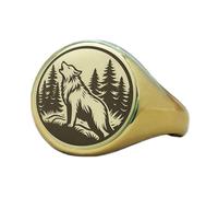 Bague ronde inspirée de la mythologie nordique | Argent sterling 925 plaqué or | Bijou cadeau, chevalière style vintage, bijou hypoallergénique fait main | LK_PDR_01100_6.5