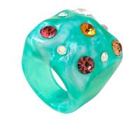 Bague ronde moderne en résine avec strass étincelants - Accessoire de doigt idéal pour un usage quotidien et des occasions spéciales - Bagues de cocktail tendance - Bijoux géométriques modernes en