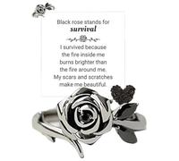 Bague Rose Noire Brûlée et Survivante, Bague Rose Noire Éclosion des Ténèbres, BagueRoseNoire Forte comme une Foutaise, Bijoux Thérapeutiques Personnalisés et Créatifs pour Femme (10)