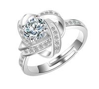 Bague rose pivotante étincelante pour femme - Bague empilable réglable avec accents de diamant - Bijoux minimalistes et élégants, Adjustable