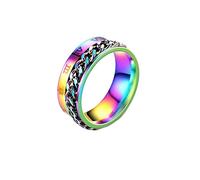 Bague Rotatif, Anneau D'Anxiété de 8 Mm avec Chaîne de Motard Rotative Et Chiffres Romains Coloré Taille 66.5