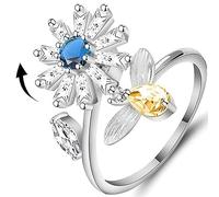 Bague rotative créative européenne et américaine réglable en forme de fleur de zircone, style petite abeille, pour homme et femme, bijou tendance, essentiel au quotidien, polyvalent, accrocheur