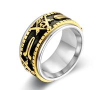Bague rotative en acier titane à motif nordique, bague rotative en acier inoxydable à motif rétro