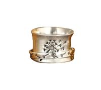 Bague rotative en forme de fleur de pissenlit pour homme et femme anti-anxiété - Rotation libre - Inspirations - Stress - Tendance - Vintage - Bijoux personnalisés pour meilleure amie - Taille 10