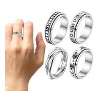 Bague rotative - Ensemble de bijoux en acier au titane pour couple | Alliances Fidget Ring Set en acier titane galvanisé 5,7 x 1,8 cm, design rotatif pour soulager le stress, pour les couples