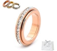 Bague rotative étincelante pour femme, bague rotative en acier titane, soulage l'anxiété, symbolise les vœux et la chance, imperméable et résistante à la décoloration, 11, Métal, Aucune pierre