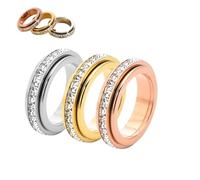 Bague rotative étincelante, soulage l'anxiété, symbolise les vœux et la chance, imperméable et résistante à la décoloration, cadeau de bijoux pour soulager l'anxiété, 7, Acier inoxydable, Aucune