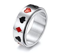Bague rotative gothique en acier inoxydable pour homme, 8 mm, motif carte à jouer
