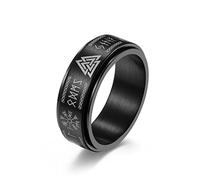 Bague rotative nordique de 8 mm, bague élégante en acier inoxydable pour homme et femme