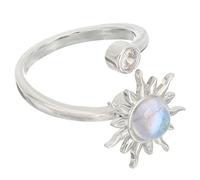 Bague Rotative Ouverte en Cuivre Réglable Tournesol pour Femmes