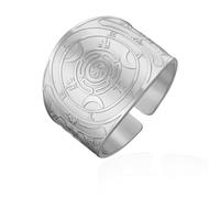 Bague Roue d'Hécate en acier inoxydable Strophalos Triple Moon Goddess Bague ajustable à bande ouverte Pagan Wicca Amulette Bijoux pour femmes et hommes