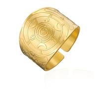 Bague Roue d'Hécate en acier inoxydable Strophalos Triple Moon Goddess Bague ajustable à bande ouverte Pagan Wicca Amulette Bijoux pour femmes et hommes
