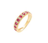 Bague Ruby Wedding Rings 18 Carat Gold AU750 avec Rubis Rond de 0,45 CT et Diamant de 0,14 CT Taille Solide Non Plaqué Mode pour Épouse Graduation Bijoux