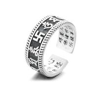Bague S925 vintage coeur sutra croix gammée mantra ouvert bague hommes et femmes