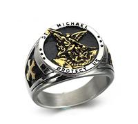 Bague Saint-Christophe, amulette croix de l'archange Michel pour homme, en acier inoxydable
