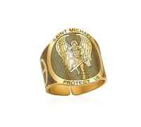 Bague Saint Michel San Miguel en Acier Inoxydable Réglable Bagues de Saint Michel le Grand Protecteur Archange qui Vainc Satan Bijou Religieux pour Hommes et Femmes
