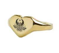 Bague scarabée en forme de cœur | Argent sterling 925 plaqué or | Bijou cadeau, chevalière style vintage, bijou hypoallergénique fait main | LK_PDR_00983_9.5