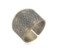 Bague Sceau des 7 Archanges avec Cube Métatron, Sceau de Lilith Biblique - Amulette Talisman en Géométrie Cuivre pour Bonne Chance Protection - Bijoux Religieux pour Hommes et Femmes
