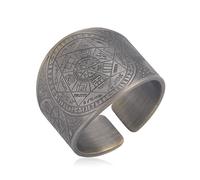 Bague Sceau des 7 Archanges Cube Métatron et Lilith Biblique - Amulette Talisman Géométrie en Cuivre pour Bonne Chance et Protection - Bijoux Religieux pour Hommes et Femmes