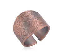 Bague Sceau des Sept Archanges Biblique des 7 Saints Anges Talisman Amulette Ouverte en Cuivre Bonne Chance Protection Bijoux Religieux Cadeaux pour Homme Femme (Rouge)