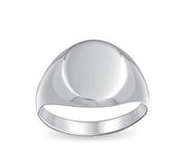 Bague Sceau Ovale Gravable Initiale Simple de Base en Argent Sterling .925 pour Hommes Femmes Adolescents Finition Polie Brillante