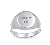 Bague Sceau Ovale Personnalisée Gravable en Argent Sterling .925 Simple Monogramme de Base pour Hommes et Femmes Gravure Personnalisée