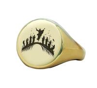 Bague Seigneur Jésus ronde | Argent sterling 925 plaqué or | Bijou cadeau, chevalière style vintage, bijou hypoallergénique fait main | LK_PDR_01333_7