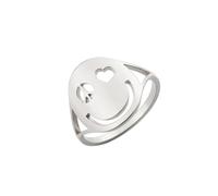 Bague signe de paix pour femme Bague Hippie Smiley Face Bague Fidget Smile Visage souriant Eternité Joyeuse Bijoux Cadeaux Bague de fin d'études pour hommes (Argent, 9)