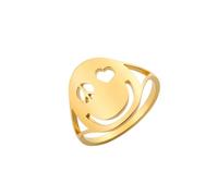 Bague signe de paix pour femme Bague Hippie Smiley Face Bague Fidget Smile Visage souriant Eternité Joyeuse Bijoux Cadeaux Bague de fin d'études pour hommes (Or, 7)