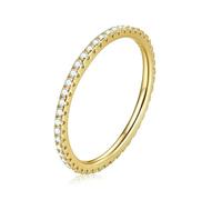Bague Simple En Argent Sterling 925 Et Or Sertie De Zircons Pour Femme, Bijou Éblouissant À Superposer, Idéal Comme Cadeau De Fête
