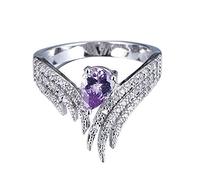 Bague simple et élégante en alliage, ornée d'ailes d'ange et de zircon, idéale pour femme, mère, épouse, petite amie ou amoureuse. Parfaite pour une mère, une épouse ou une amoureuse.