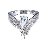 Bague simple et élégante en alliage, ornée d'ailes d'ange et de zircon, idéale pour femme, mère, épouse, petite amie ou amoureuse. Parfaite pour une mère, une épouse ou une amoureuse.