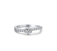 Bague Simple Femme, Bague de Promesse Amitié Argent Solitaire À Six Griffes Argent 925 Taille 54