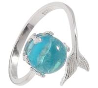 Bague Sirène à Mousse Océanique en Alliage de Zinc Argenté, Ajustable