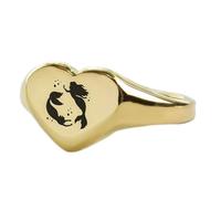 Bague sirène en forme de cœur | Argent sterling 925 plaqué or | Bijou cadeau, chevalière style vintage, bijou hypoallergénique fait main | LK_PDR_01706_12