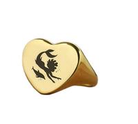 Bague sirène en forme de cœur | Argent sterling 925 plaqué or | Bijou cadeau, chevalière style vintage, bijou hypoallergénique fait main | LK_PDR_01747_9