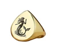 Bague sirène en forme de poire | Argent sterling 925 plaqué or | Bijou cadeau, chevalière style vintage, bijou hypoallergénique fait main | LK_PDR_01798_7