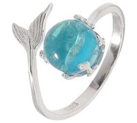 Bague Sirène Mousse Argentée en Alliage de Zinc, Ouverture Ajustable