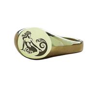 Bague sirène mythologique ronde | Argent sterling 925 plaqué or | Bijou cadeau, chevalière style vintage, bijou hypoallergénique fait main | LK_PDR_01672_12