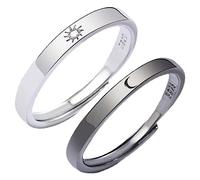 Bague Soleil Lune Ajustable pour Couples, Alliance Assortie en Alliage | Bague Lune Soleil, Bijoux Couple Amoureux, 1 Paire, Style Créatif Décoratif, pour Toutes Occasions