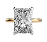 Bague solitaire Corona d'Oro en argent sterling 925 | Plaqué or | Avec moissanite, forme coussin, bijou de luxe fait main pour femme | LKJR_0733