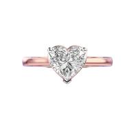 Bague solitaire cœur en argent sterling 925 de Joséphine | Plaqué or rose | Bague de luxe en forme de cœur avec moissanite, bijou unisexe fait main | LKJR_0406