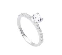 Bague Solitaire Demi-Eternité en Argent 925/1000 et Oxyde de Zirconium - Taille 55