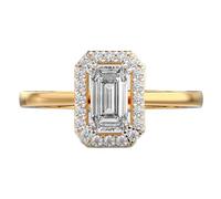 Bague solitaire émeraude en argent sterling 925 | Plaqué or | Bague de luxe faite main avec moissanite, émeraude et forme ronde | Bague unisexe | LKJR_0533