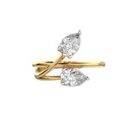 Bague solitaire en argent sterling 925 avec bouton de tulipe | Plaqué or | Bague de luxe en forme de poire avec moissanite, bijou fait main pour femme | LKJR_0183