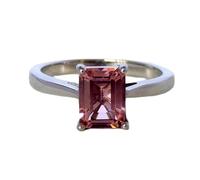 Bague solitaire en argent sterling 925 avec pierre de morganite naturelle rose | Anneau plaqué argent serti de diamants | LK_DHR_0232